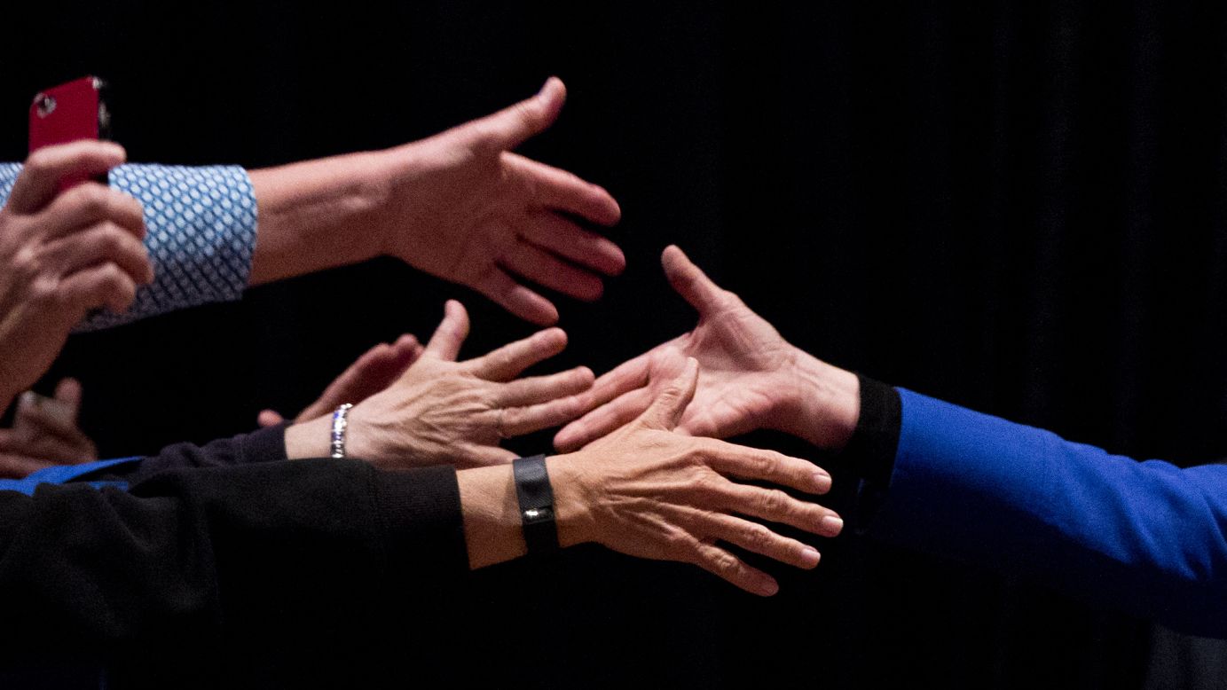 Democratic presidential candidate Hillary Clinton shakes hands during a campaign stop in Wilmington, Delaware, on Monday, April 25. A day later, <a href="http://www.cnn.com/2016/04/26/politics/primary-results-highlights/" target="_blank">Clinton won Delaware and several other states</a> to move closer to the nomination.