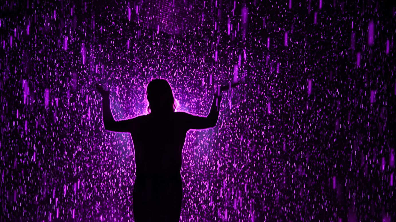 A woman at the Los Angeles County Museum of Art visits the "Rain Room" exhibition, which was bathed in purple light in honor of <a href="http://www.cnn.com/2016/04/21/entertainment/prince-dead-obit/index.html" target="_blank">the late singer Prince</a> on Friday, April 22. <a href="http://www.cnn.com/2016/04/22/world/gallery/week-in-photos-0422/index.html" target="_blank">See last week in 30 photos</a>