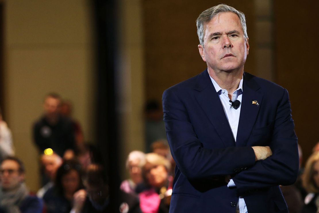 Jeb Bush speaks to an audience of voters on February 18, 2016 in Columbia, South Carolina.