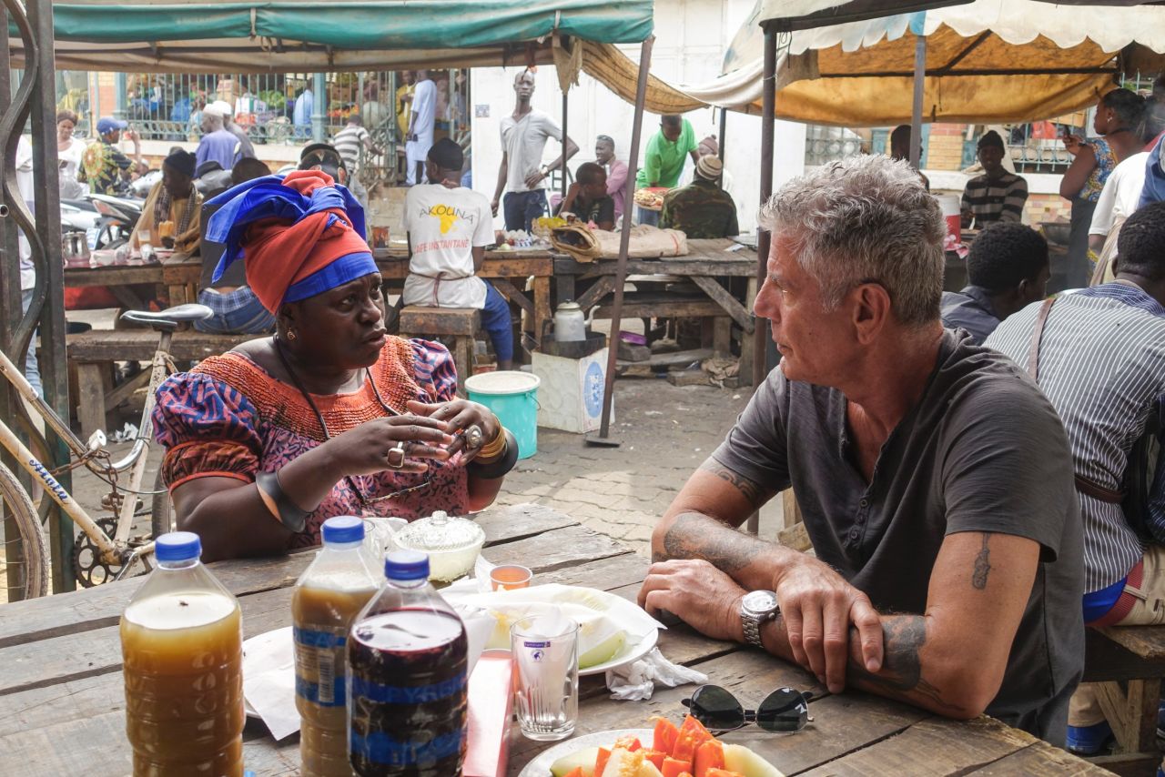 "Parts Unknown" host Anthony Bourdain traveled  to Senegal, a unique intersection of West African culture, Islamic tradition and French European culture. He starts his trip with National Public Radio correspondent Ofeibea Quist-Arcton at the busy food stalls of Marche Kermel in Dakar. 