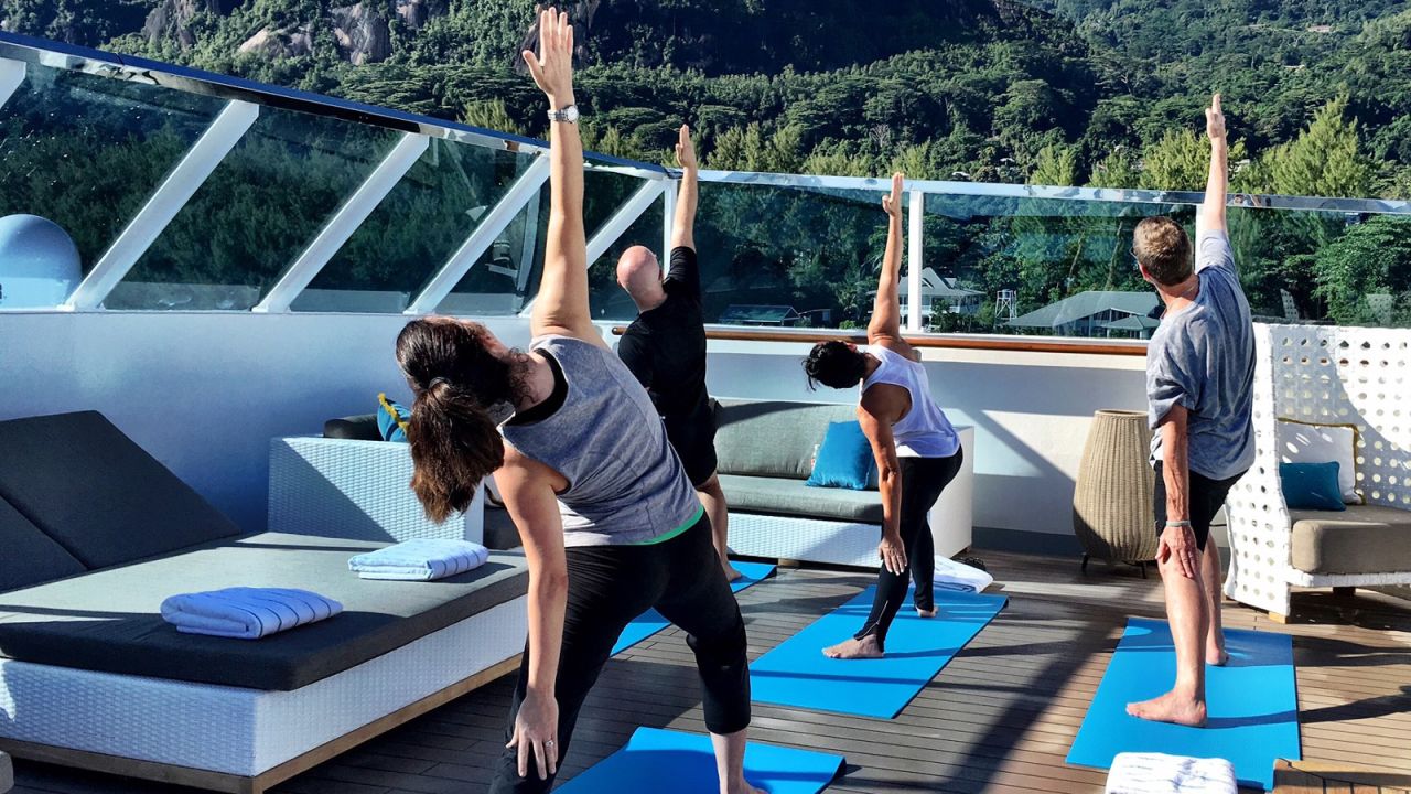 Activities on board the Esprit include yoga, meditation and Pilates. There's also an on-board gym. 