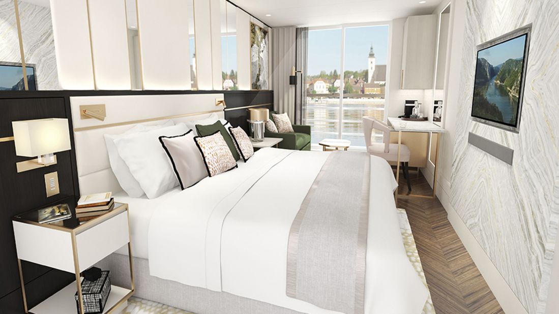 This artist's concept shows a room on board the Crystal Mozart. Cruise-only fares for the trip around Danube's capitals and the Wachau Valley start at $5,585 per person. 