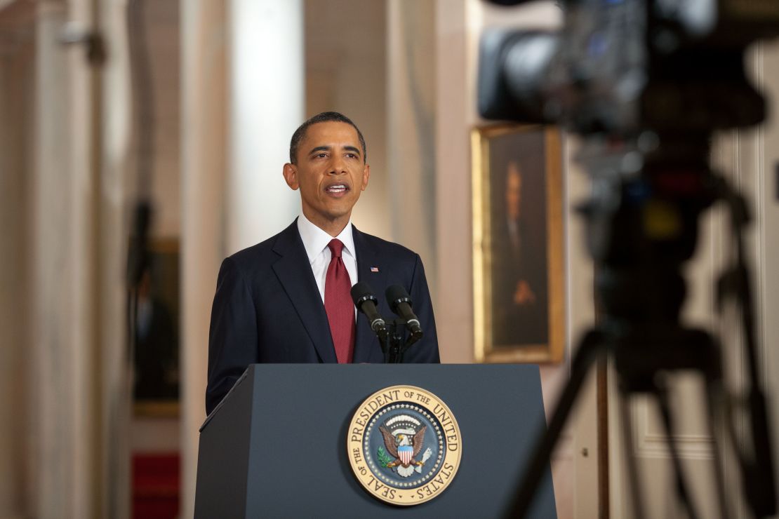 President Barack Obama delivers a statement in the East Room of the White House on the mission against Osama bin Laden, May 1, 2011. 