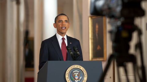President Barack Obama delivers a statement in the East Room of the White House on the mission against Osama bin Laden, May 1, 2011. 