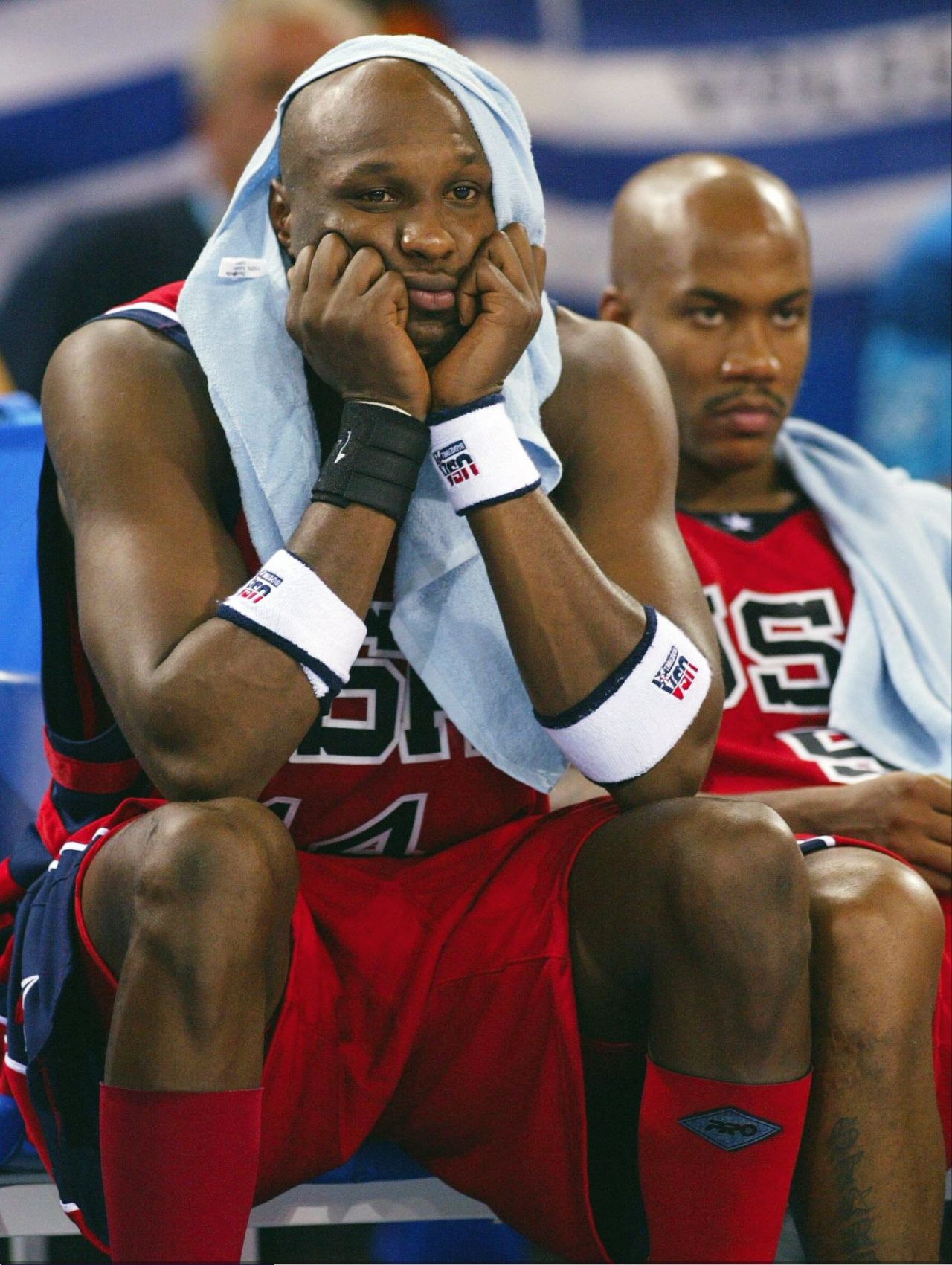 <strong>2004 Olympic basketball: </strong>Lamar Odom and Stephon Marbury can't quite believe what they're witnessing in Athens. NBA pros lost for the first time ever at the Olympics when they fell to Puerto Rico in the opening game. They would also lose to Argentina and Lithuania on their way to a bronze.  