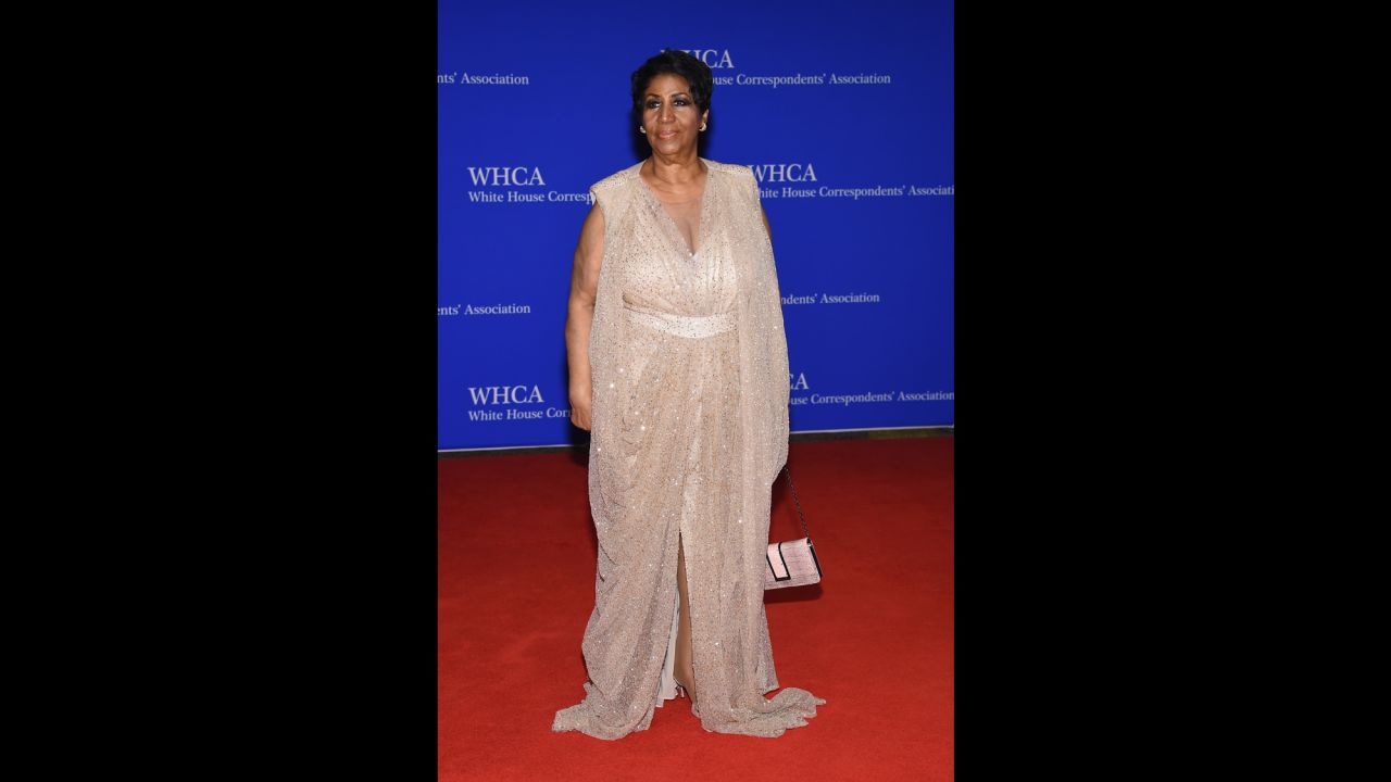 Aretha Franklin attends the 102nd White House Correspondents' Association Dinner in 2016, in Washington.