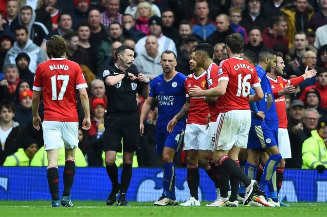 Leicester were reduced to 10 men when Danny Drinkwater was sent off by referee Michael Oliver in the game's closing stages.