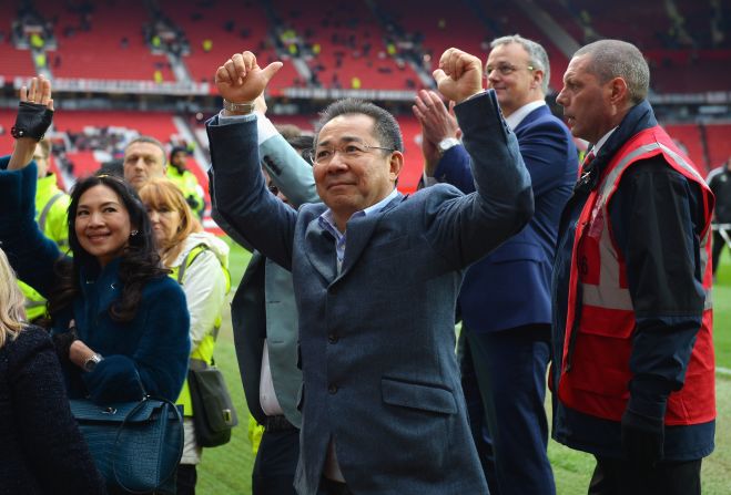 Leicester's Thai owner Vichai Srivaddhanaprabha was at Old Trafford to watch the game.