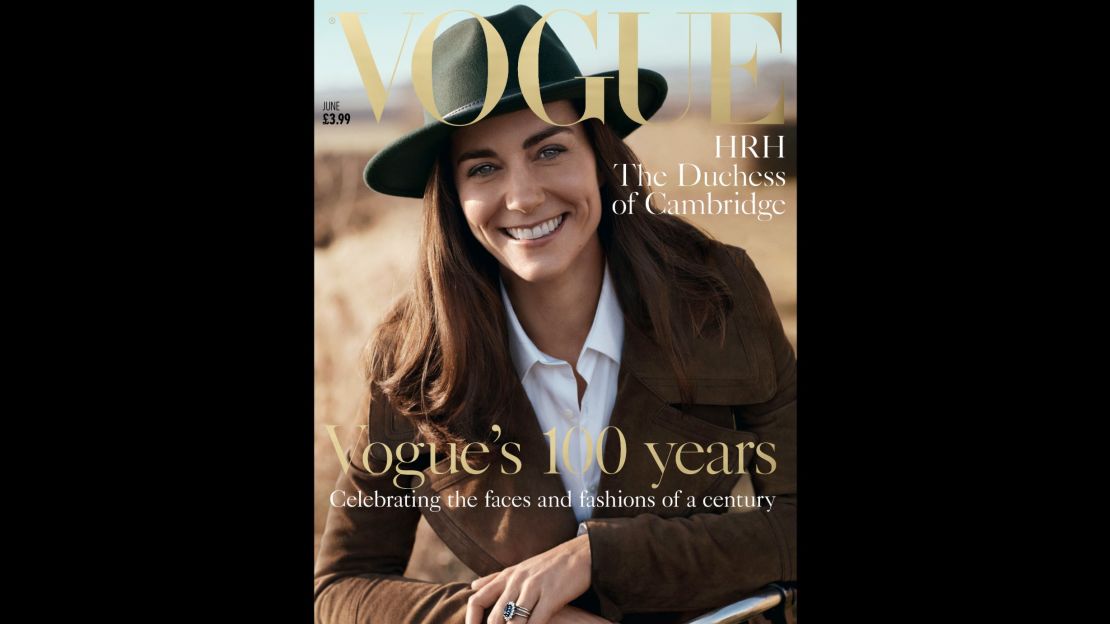 The Duchess of Cambridge poses in Norfolk, England, for British Vogue's centenary issue.