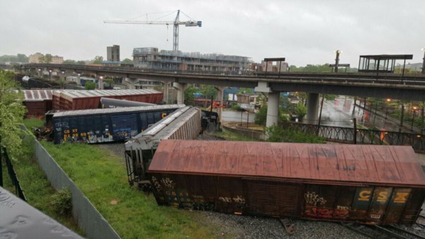 A CSX train derailed in Washington early Sunday.