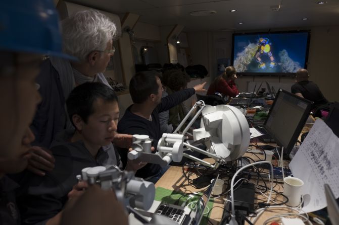 OceanOne's movements were controlled on the surface, dozens of meters above the wreck.
