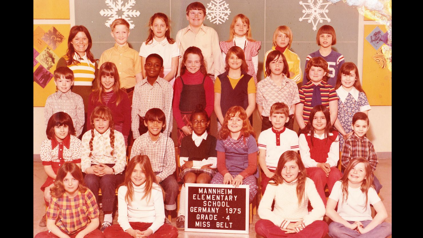 Elizabeth Moore, last on left in second row, in her fourth-grade class photo with Barbara Belt, left, top row.