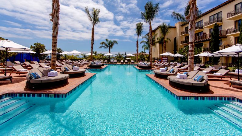 The 102-acre Terranea Resort, on L.A.'s Palos Verdes peninsula, has four oceanfront pools. The saltwater Vista Pool (pictured) has an air of Zen-like calm and unbeatable ocean views. 