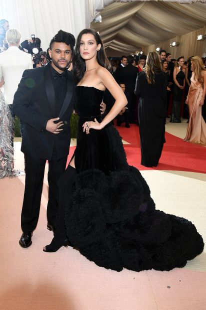 Model Bella Hadid attended the Met Gala with The Weeknd, and is pictured wearing a Givenchy dress. 