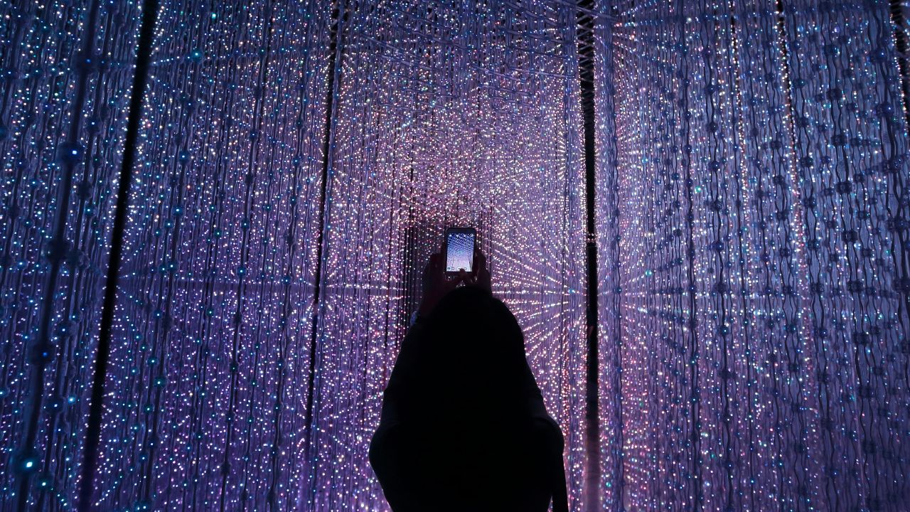 Future World is the new permanent exhibition at Marina Bay Sands. The interactive digital installation pictured was created by teamLab and is titled "Crystal Universe."