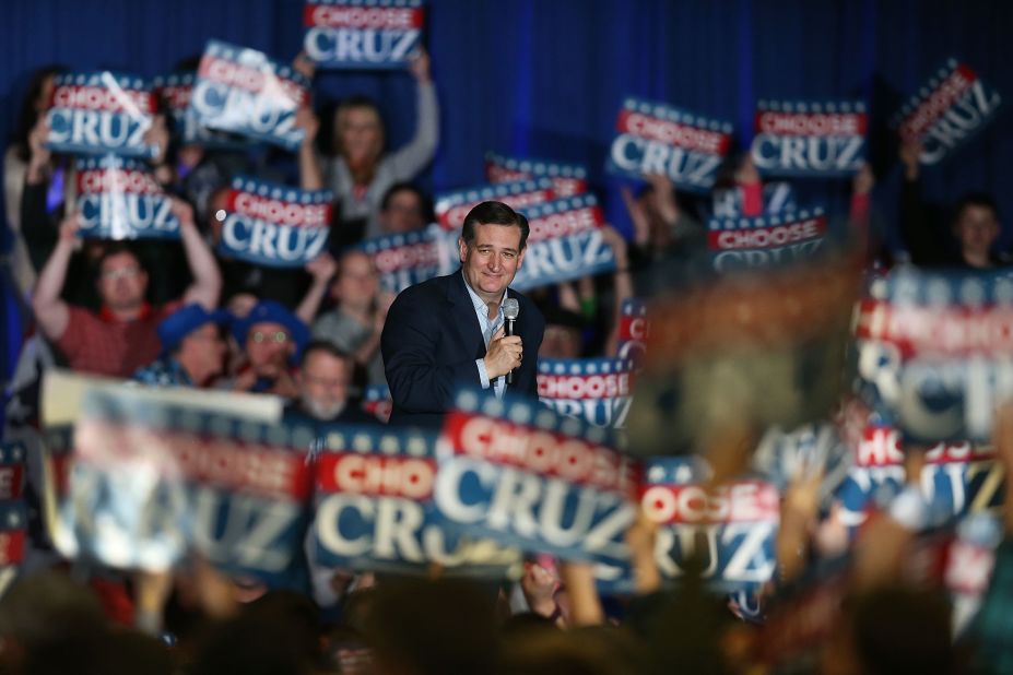 U.S. Sen. Ted Cruz, a Republican presidential candidate, speaks during a campaign rally at the Indiana State Fairgrounds on Monday, May 2.