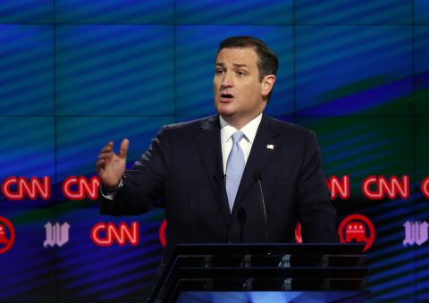 Cruz speaks during the CNN Republican debate in Miami on Thursday, March 10.