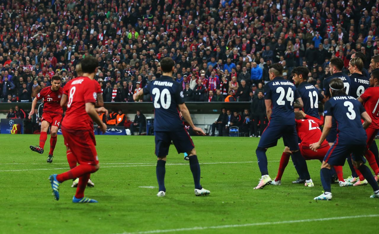 Bayern, having dominated the first half, finally found a way through when Xabi Alonso's free kick was deflected past Jan Oblak in the Bayern goal.