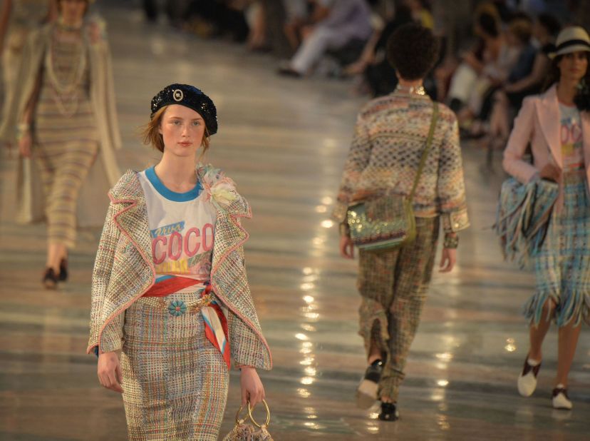 Ines de la Fressange walks the runway during the Chanel Ready to