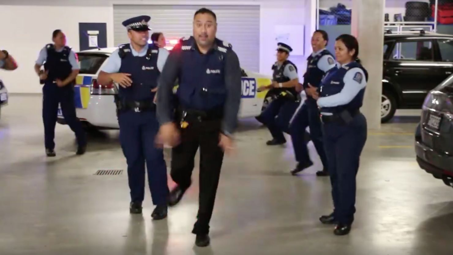 New Zealand police officers work it in a viral clip responding to the #runningmanchallenge.