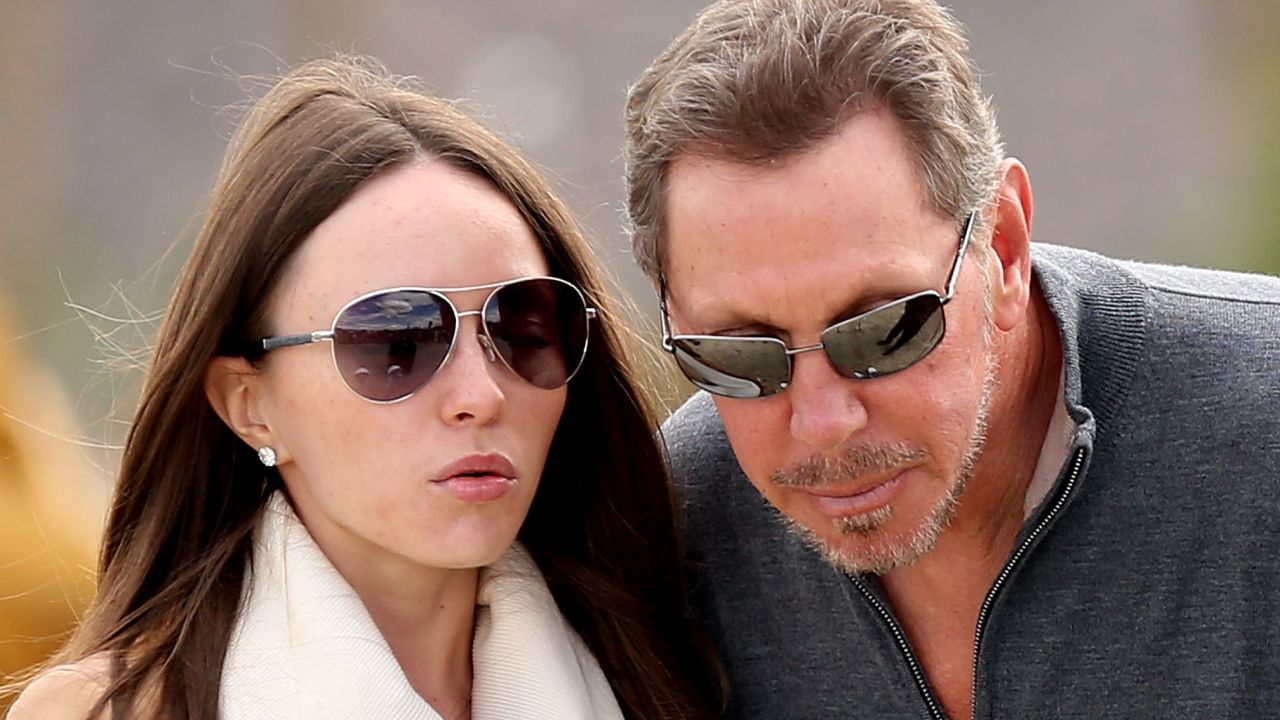 Larry Ellison pictured with Nikita Kahn at the tennis tournament he owns in Indian Wells.