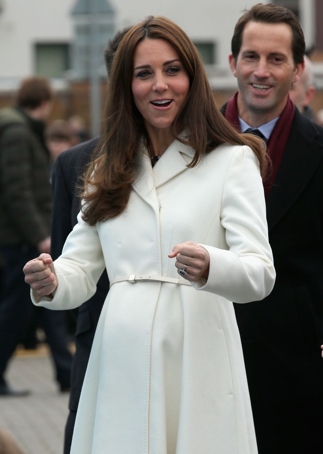 Ainslie with Catherine, Duchess of Cambridge, at the home of his racing team in Portsmouth, England. 