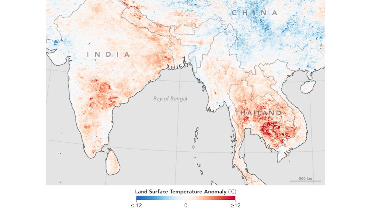 Thailand india heat wave nasa