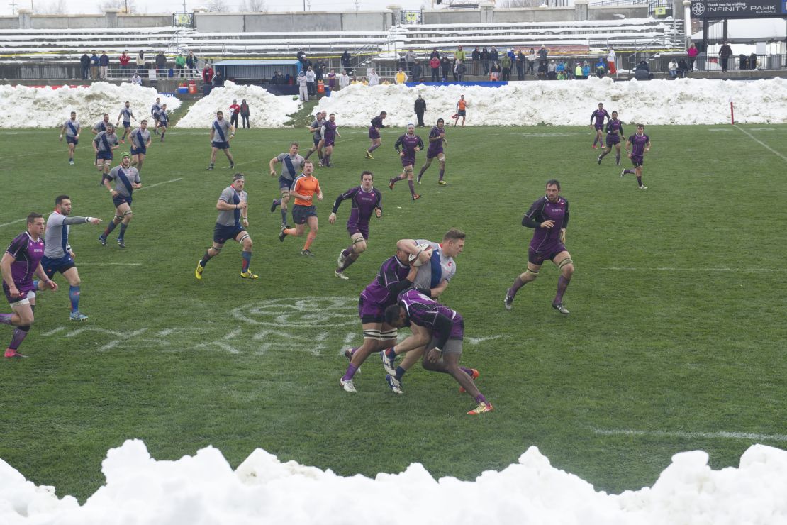 Denver and Ohio braved the weather during their opening weekend clash.