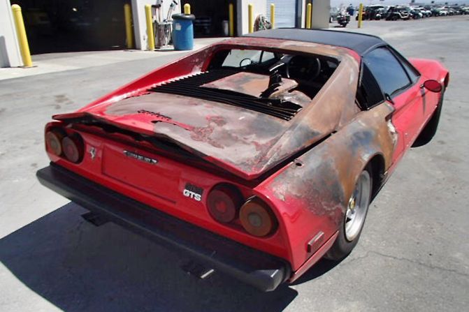 The car met a fiery end on a California highway according to it's restorer Eric Hutchison who says the car, if not regularly serviced, was prone to the fuel hose bursting. Hutchison picked up the wreck in a San Diego scrap yard for $10,000.<a href="index.php?page=&url=http%3A%2F%2Fedition.cnn.com%2F2016%2F05%2F05%2Fmotorsport%2Fferrari-308-electric-world-first%2Findex.html"><strong> </strong></a>    