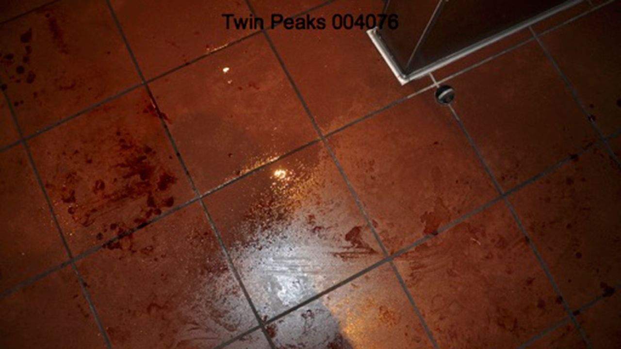 An officer from the Waco Police Department discovered blood smeared across the Twin Peaks bathroom floor.  