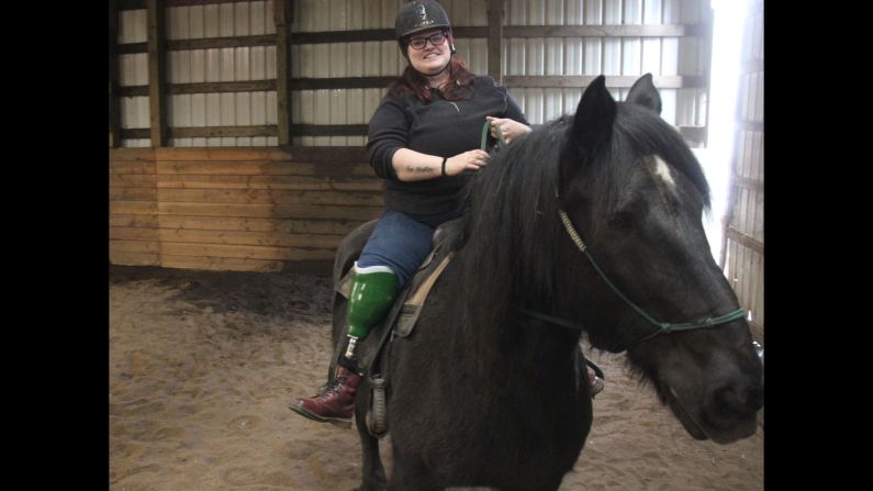 February was Emily Fuggetta's first time on horseback since losing her leg and her horse, Sammy, in a tragic accident six months before.