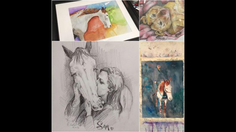 Friends drew and painted tributes to Sammy and Tina. "I think posting about my animals every day on Facebook made other people feel like they knew them too," Emily said. 