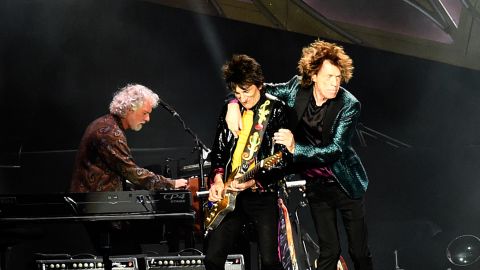 Rolling Stones keyboardist Chuck Leavell, Mick Jagger and Ronnie Wood of "The Rolling Stones" perform during The Rolling Stones North American "ZIP CODE" Tour in Nashville, Tennessee on June 17, 2015.