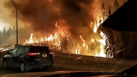 The wildfire rages through Fort McMurray on Tuesday, May 3.