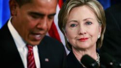 CHICAGO - DECEMBER 01:  President-elect Barack Obama (L) introduces Senator Hillary Clinton (D-NY) as his choice for secretary of state during a press conference at the Hilton Hotel December 01, 2008 in Chicago, Illinois. Other members of the National Security Team named by Obama at the press conference include Washington attorney Eric Holder as attorney general, Arizona Governor Janet Napolitano as his choice for homeland security and he said Robert Gates would remain as defense secretary.  Retired Marine Gen. James L. Jones was selected for the position of national security adviser and Susan Rice as U.N. ambassador.  (Photo by Scott Olson/Getty Images)