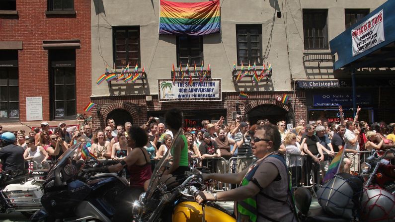 Over the years, the New York City pride march has continued to celebrate the role of the Stonewall Inn in the LGBT rights movement. The 2009 march marked the 40th anniversary of the Stonewall riots. 