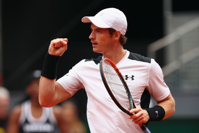 Andy Murray celebrates edging out Rafael Nadal in the semifinal of the Madrid Open.