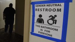 An all-gender restroom at Santee High School in Los Angeles, California.
