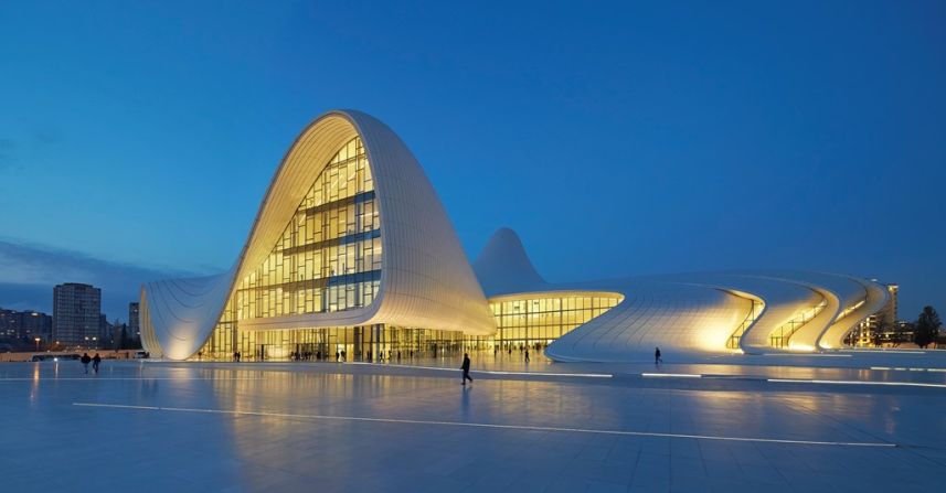 With her fluid design for the Heydar Aliyev Cultural Center, Hadid hoped to move away from the rigidity that defined Azerbaijan when it was part of the USSR.