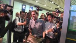Expelled from North Korea, BBC correspondent Rupert Wingfield-Hayes arrives in Beijing on May 9, 2016.