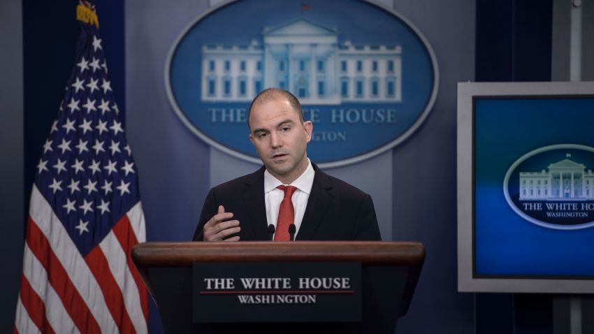 Ben Rhodes, Deputy National Security Advisor to US President Barack Obama, speaks about the President's upcoming trip to Cuba during a daily press briefing at the White House February 18, 2016 in Washington, DC.