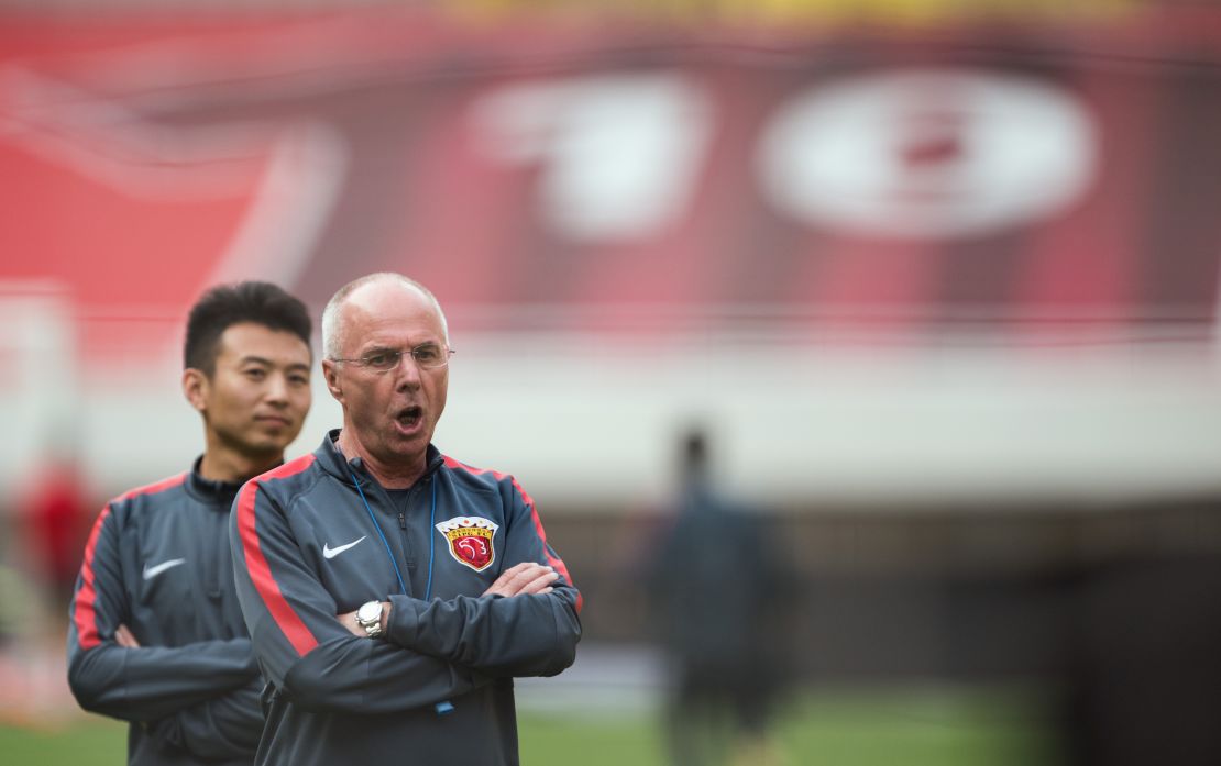 Former England manager Sven-Goran Eriksson coaches Shanghai SIPG in the Chinese Super League.