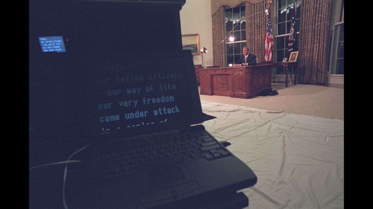 Bush delivers his address to the nation.