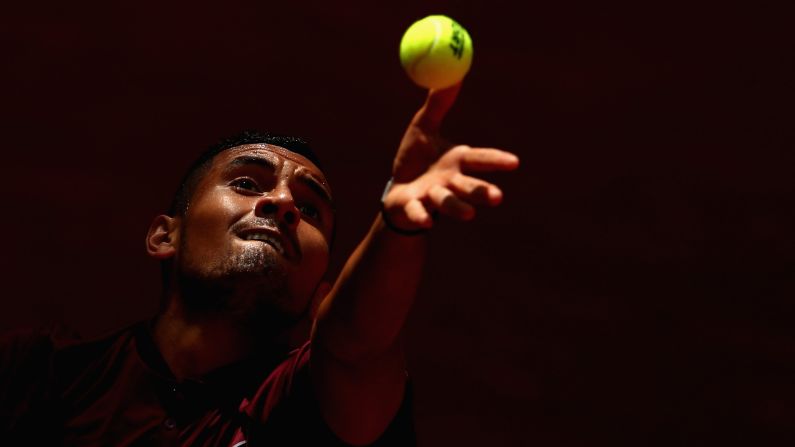 Nick Kyrgios serves during a second-round match at the Madrid Open on Wednesday, May 4. <a href="index.php?page=&url=http%3A%2F%2Fedition.cnn.com%2F2016%2F05%2F09%2Ftennis%2Fandy-murray-splits-coach-amelie-mauresmo%2Findex.html">READ MORE: Djokovic triumphs in Madrid final</a>