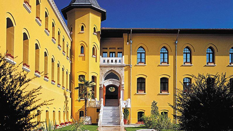 This neoclassical property is built completely around what was formerly an exercise yard for inmates -- now a landscaped courtyard.