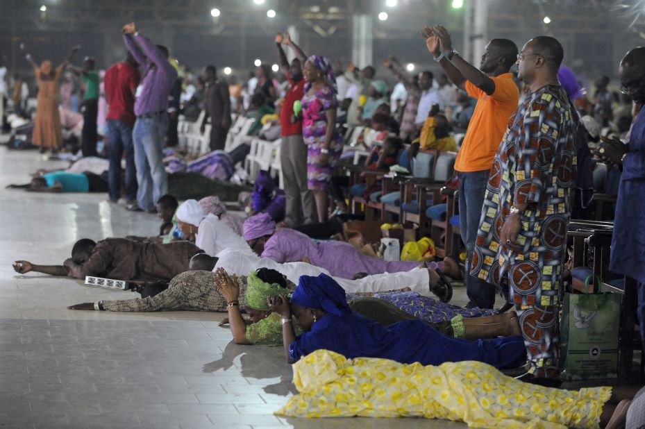 Worshippers at a Pentecostal church in Nigeria. The movement has become an increasingly popular sub-group of the Christian church in Africa. 