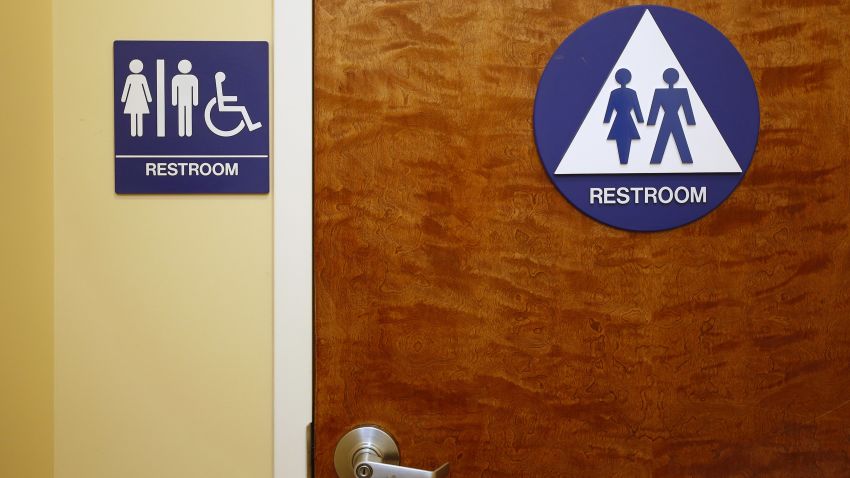 A gender neutral restroom is seen at the Downtown & Vine Restaurant and Wine Bar, Monday, May 9, 2016, in Sacramento.