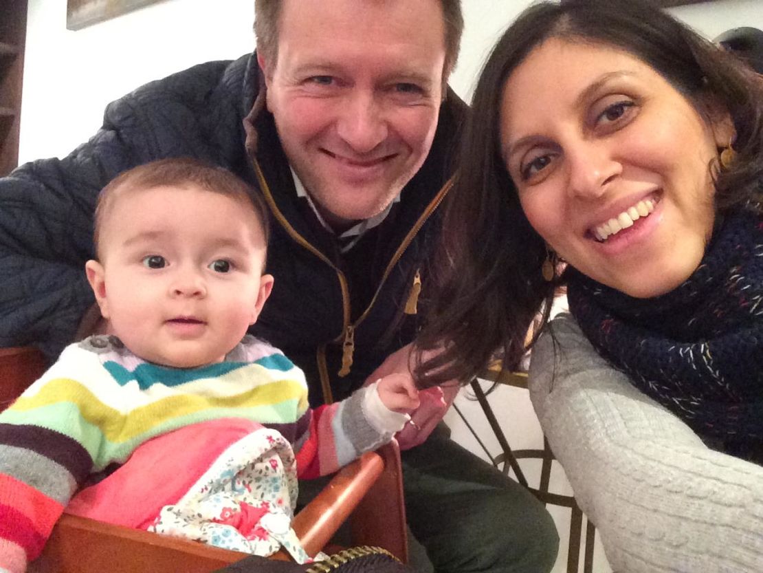 Nazanin Zaghari-Ratcliffe with her husband Richard and daughter Gabriella. 