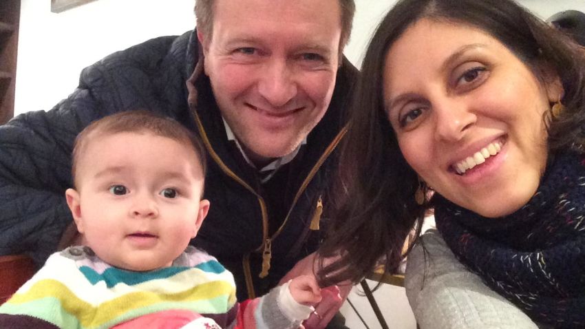 Nazanin Zaghari-Ratcliffe(far right) has apparently been arrested in Iran. She is pictured here with her husband Richard and daughter Gabriella.
