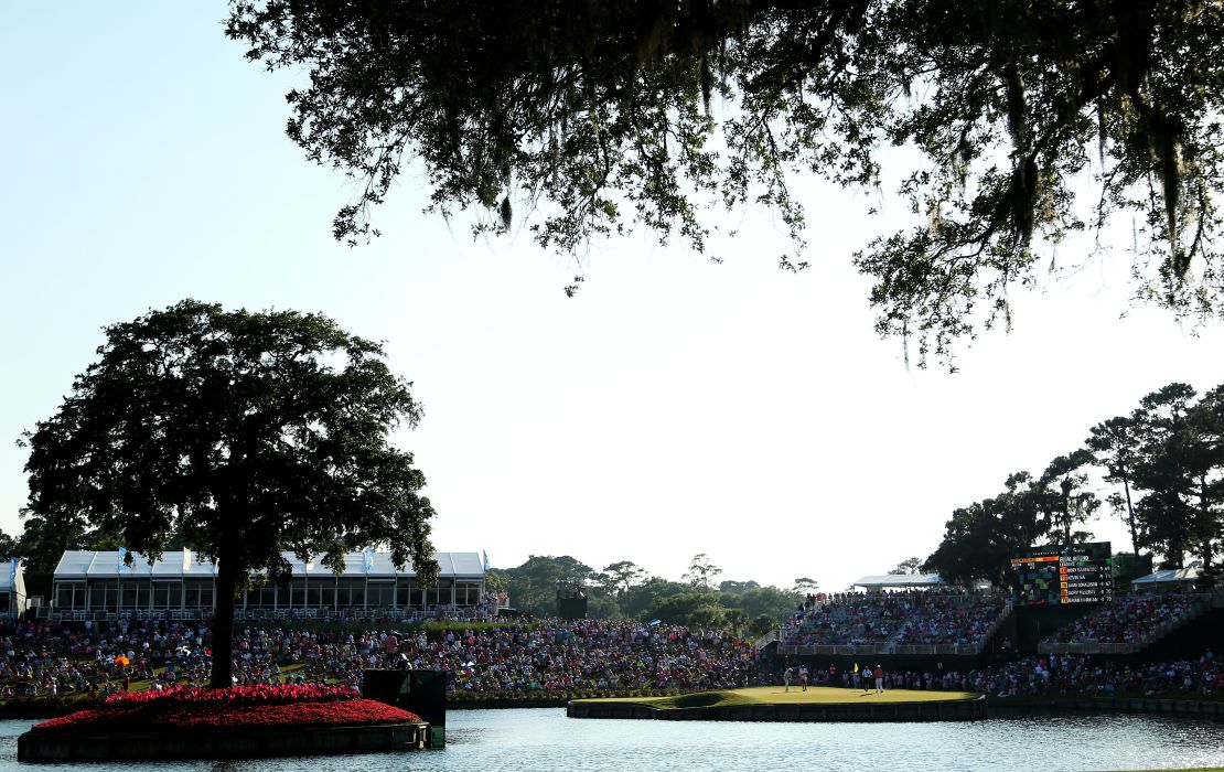 The dreaded 17th green at TPC Sawgrass.